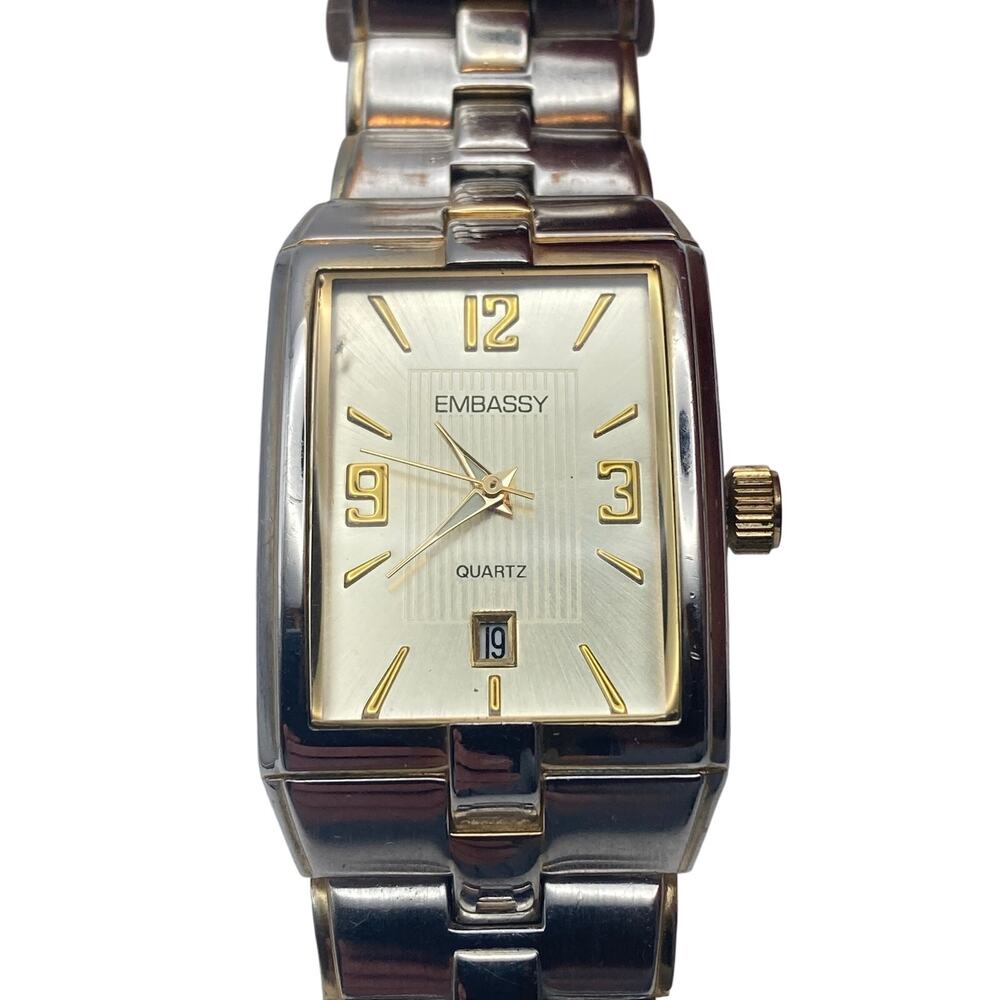 Embassy Men's Tank Dress Watch 30mm - Fresh Battery Wrist 6.25-6.5" Date